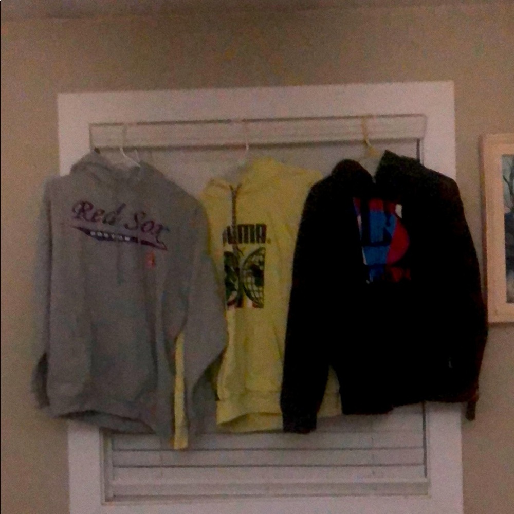 Boys large-14/16 Hoodies-1 Puma, 1 Burton, 1 Red Sox